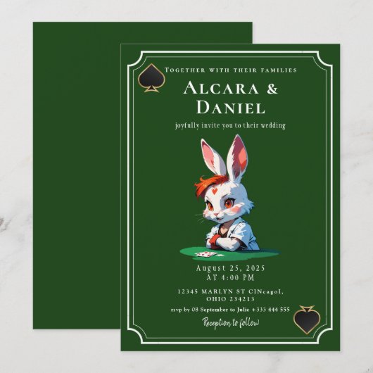 Casino Las Vegas Poker wedding 招待状 (正面/裏面)