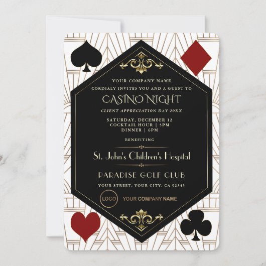 Casino Night Company Client Appreciation Charity 招待状 (正面)