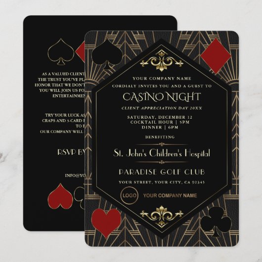 Casino Night Company Client Appreciation Day 招待状 (正面/裏面)