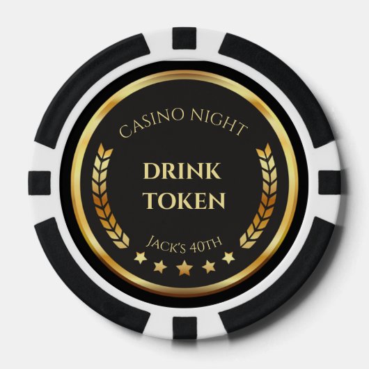 Casino Night Drink Token Poker Chip | Personalized ポーカーチップ (正面)