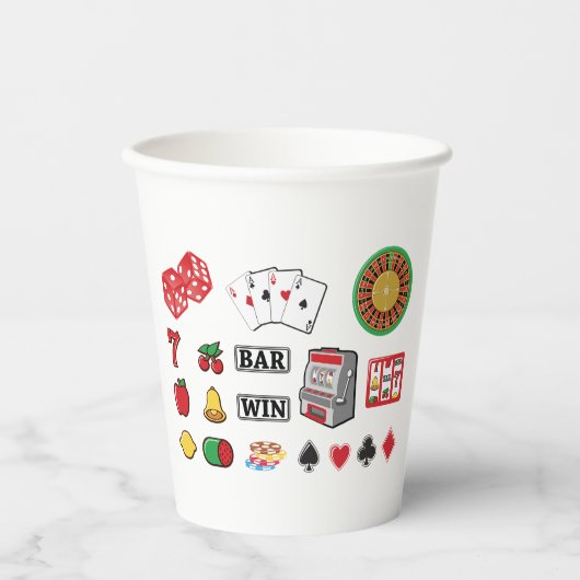 Casino Night Slot Machine Poker Lucky 7s 紙コップ (正面)