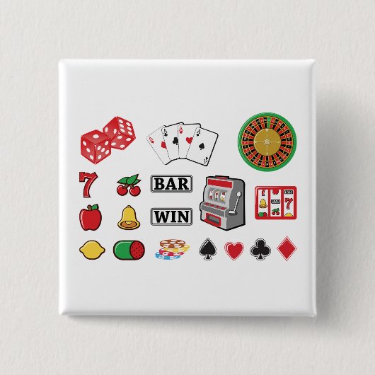 Casino Night Slot Machine Poker Lucky 7s 缶バッジ (正面)