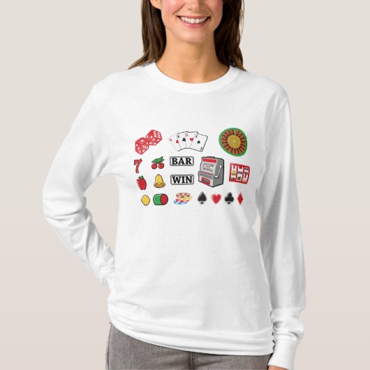 Casino Night Slot Machine Poker Lucky 7s Tシャツ (正面)