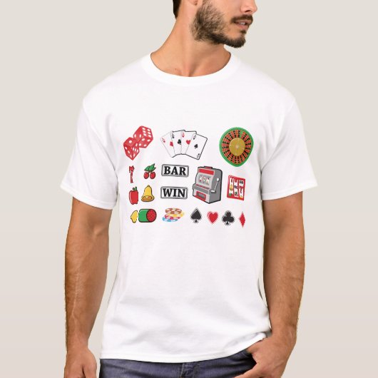 Casino Night Slot Machine Poker Lucky 7s Tシャツ (正面)