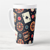 Casino pattern theme on black カフェラテマグ (左アングル)