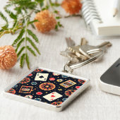 Casino pattern theme on black キーホルダー (側面)