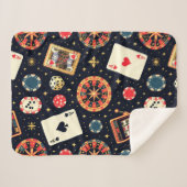 Casino pattern theme on black シェルパブランケット (正面(横))