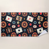 Casino pattern theme on black ビーチタオル (正面)