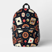 Casino pattern theme on black プリントバックパック (正面)