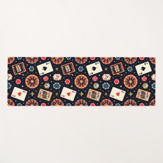 Casino pattern theme on black ヨガマット (正面(横))