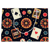 Casino pattern theme on black ラージペーパーバッグ (正面)