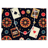 Casino pattern theme on black ラージペーパーバッグ (裏面)