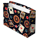 Casino pattern theme on black ラージペーパーバッグ (裏面アングル)