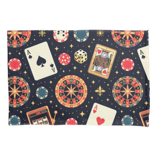 Casino pattern theme on black 枕カバー (正面)