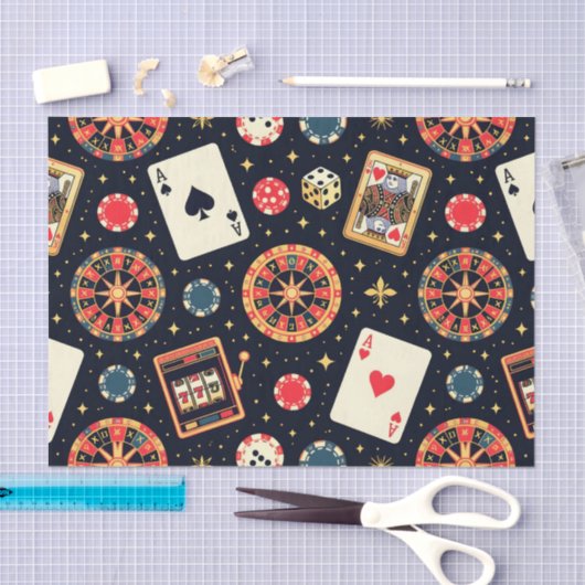 Casino pattern theme on black 薄葉紙 (クラフト)