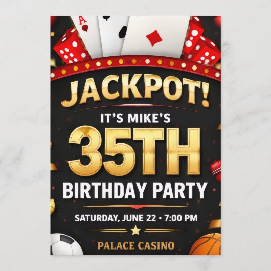 Casino Theme Birthday Invitation Card 招待状 (正面)
