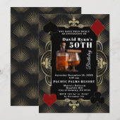 Casino Vegas Cognac And Cigar 50th Birthday Party 招待状 (正面/裏面)