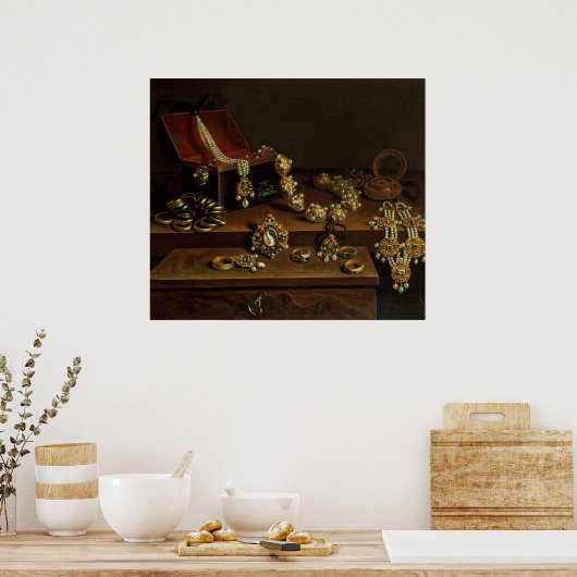 Casket of jewels on a table ポスター (キッチン)