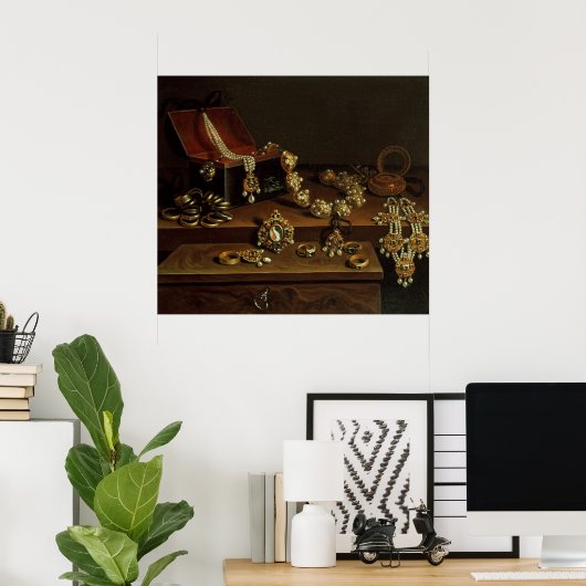 Casket of jewels on a table ポスター (ホームオフィス)