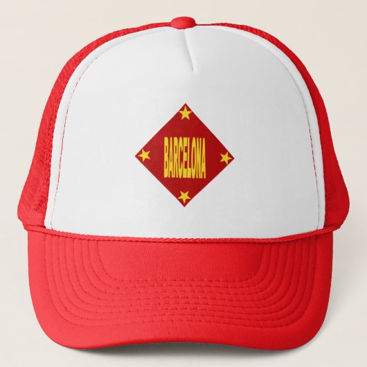 Casquette trucker blanc rouge Design BARCELONA キャップ (正面)