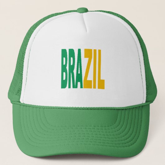 Casquette Trucker blanc vert BRAZIL キャップ (正面)