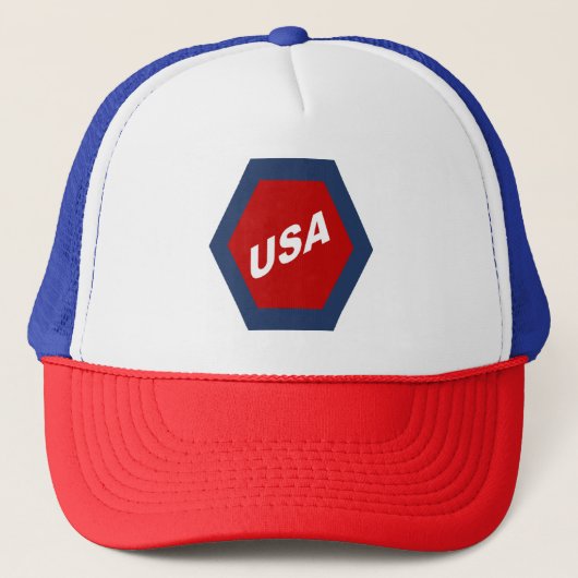 CASQUETTE TRUCKER ROUGE BLANC BLEU USA SPORT キャップ (正面)