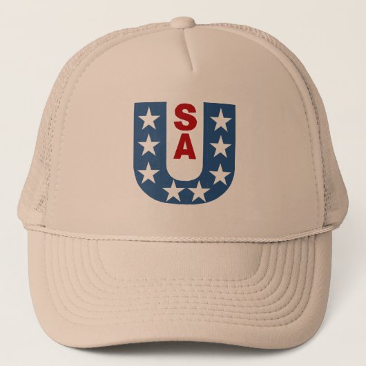 Casquette Truker kaki DESIGN USA キャップ (正面)