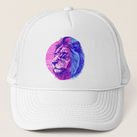Casquettes Trucker Lion Vaporwave   キャップ (正面)