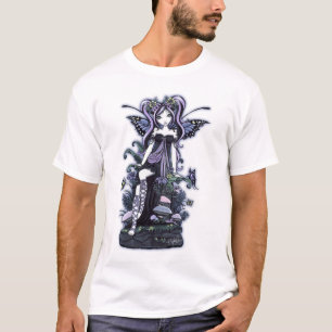 "Cassandra"のすみれ色の青い蝶妖精の芸術 Tシャツ