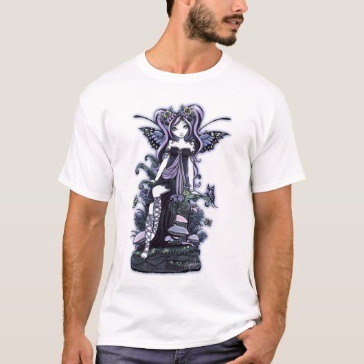 "Cassandra"のすみれ色の青い蝶妖精の芸術 Tシャツ (正面)