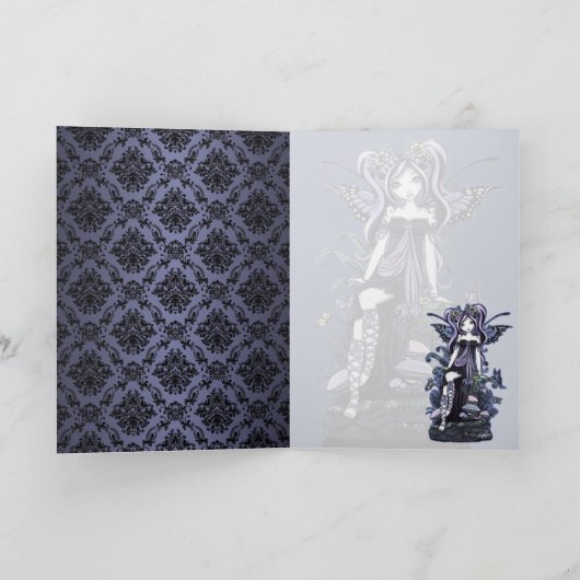 "Cassandra"バイオレットバタフライフェアリーアートカード カード (内部)