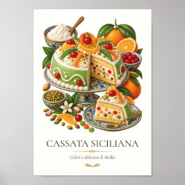 Cassata Siciliana– Vintage Italian Dessert ポスター