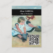 Cassatt - 子供たちはビーチで遊んでいます - QRコード 名刺 (正面)