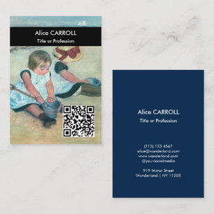 Cassatt - 子供たちはビーチで遊んでいます - QRコード 名刺