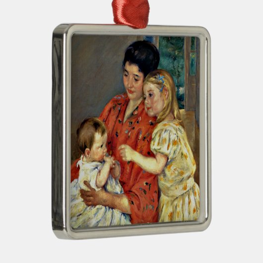 Cassatt：母親とサラがベビーを称賛 メタルオーナメント (右)