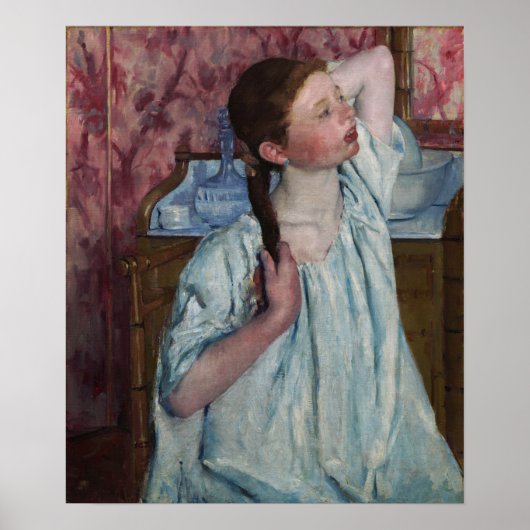 Cassatt - Girl Arranging Her Hair ポスター (正面)