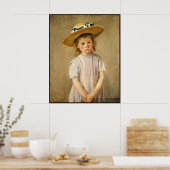Cassatt's Child in Straw Hat – 甘いスマイル ポスター (キッチン)