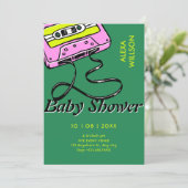 Cassette retro baby shower 招待状 (スタンド正面)