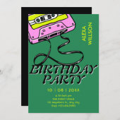 Cassette retro birthday 招待状 (正面/裏面)