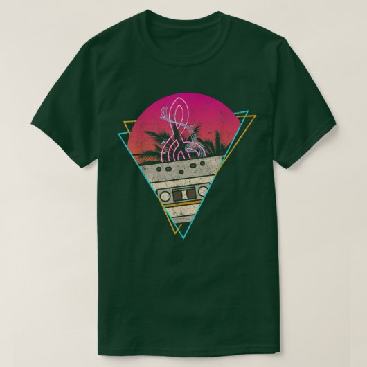 Cassette Synthwave Tropical 80s Vaporwave Music Tr Tシャツ (デザイン正面)