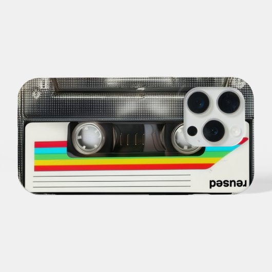Cassette Tape Transparent Retro Mixtape 80s Aesthe iPhoneケース (裏面横)