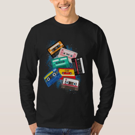 Cassette Tapes Mixtapes 1980s Radio Music Graphic  Tシャツ (正面)