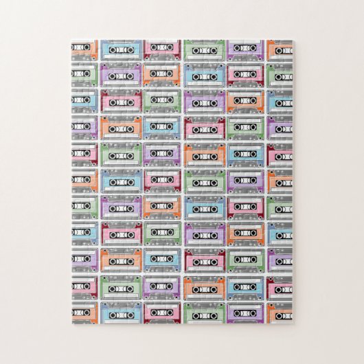 Cassette Tapes Retro Pattern ジグソーパズル (縦)