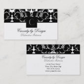 Cassidyの黒い花のダマスク織の名刺 名刺 (正面/裏面)