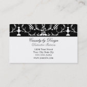 Cassidyの黒い花のダマスク織の名刺 名刺 (裏面)