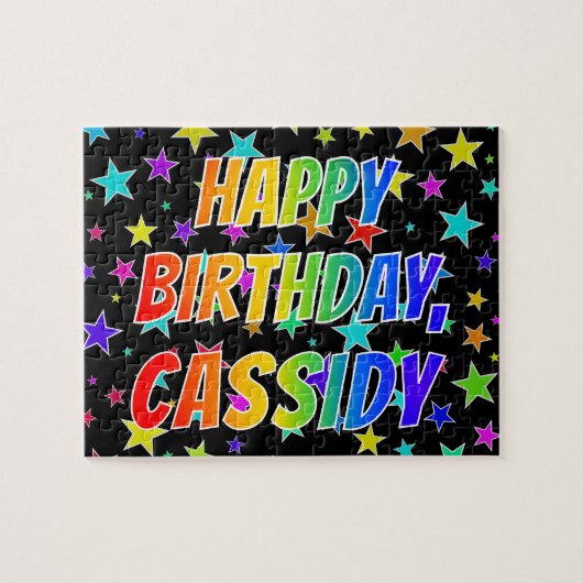 "CASSIDY" 名前、楽しい "HAPPY BIRTHDAY" ジグソーパズル (横)