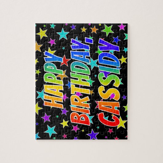 "CASSIDY" 名前、楽しい "HAPPY BIRTHDAY" ジグソーパズル (縦)