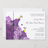 Cassis Purple Neo Lemon Peacock  Peony Birdcage 招待状 (正面)