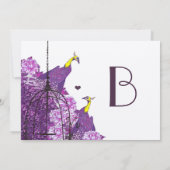 Cassis Purple Neo Lemon Peacock  Peony Birdcage 招待状 (裏面)