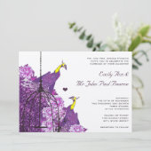 Cassis Purple Neo Lemon Peacock  Peony Birdcage 招待状 (スタンド正面)